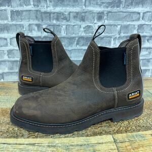ARIAT Groundbreaker Chelsea H2O Wide Square Toe Waterproof Work Boot Size 9 D